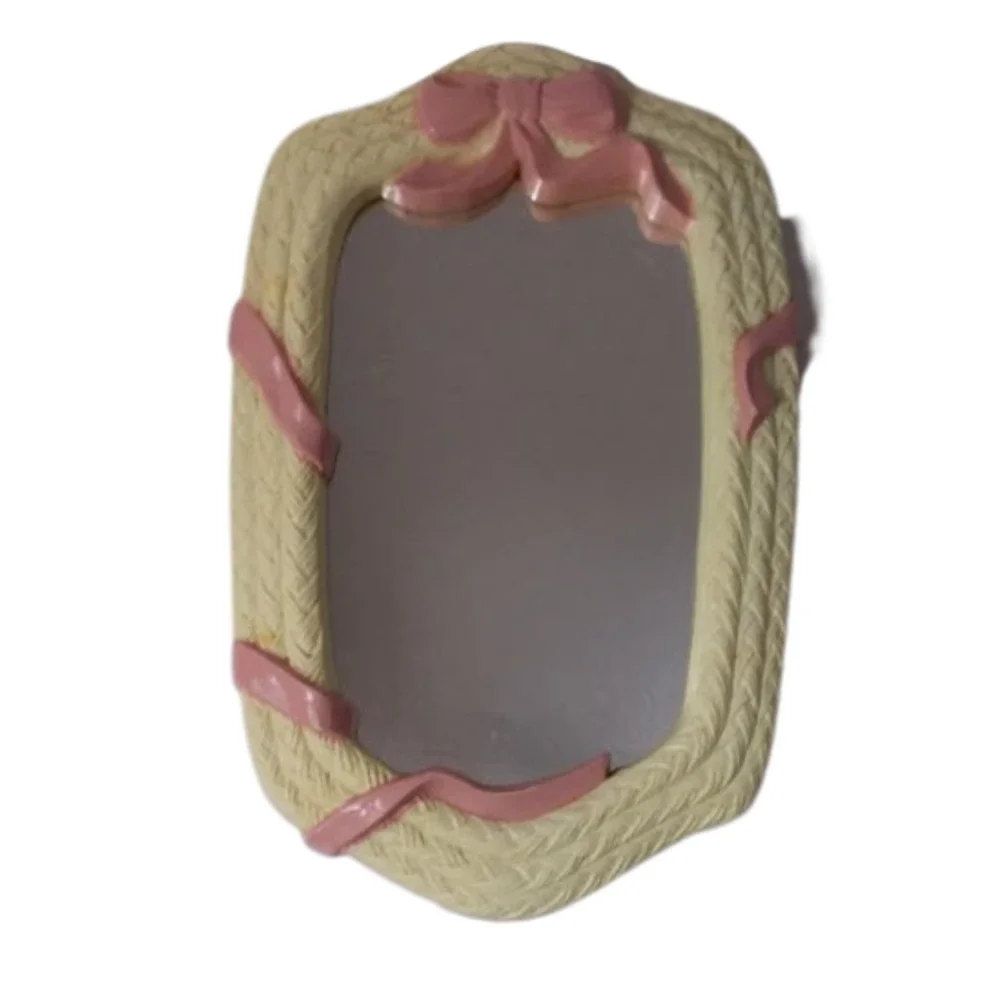COPY - Vtg Homco Home Interiors Burwood White Pink Ribbon Mirror Hats Sconces 8…